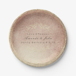 Assiettes En Carton Rose Rose Or Métallurgique Floral Wreath Copper Bl