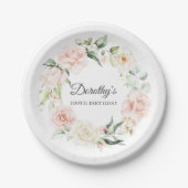 Assiettes En Carton Rose rose pâle 100e anniversaire (Devant)