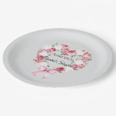 Assiettes En Carton Rose rose pâle Fête des mariées de coeur floral (Angle)