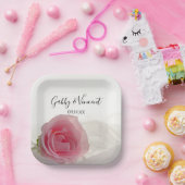 Assiettes En Carton Rose rose sur Mariage blanc (Fête)