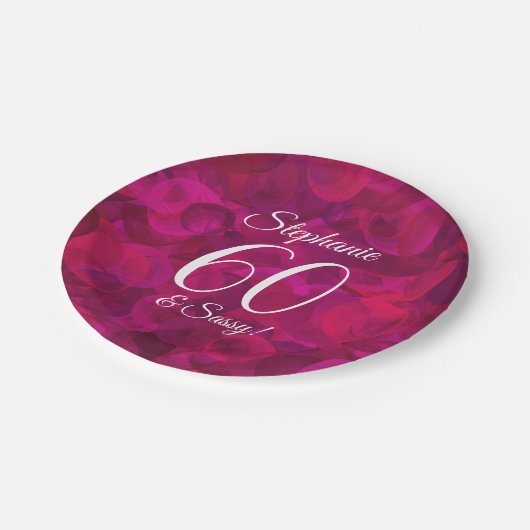Assiettes En Carton Rose rouge 60 et fête d'anniversaire Sassy (Angle)