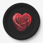 Assiettes En Carton Rose rouge en forme de coeur - (Devant)
