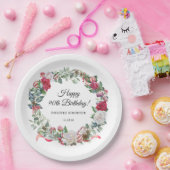 Assiettes En Carton Rose rouge et Holly 90e anniversaire Elegant (Fête)