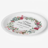 Assiettes En Carton Rose rouge et Holly 90e anniversaire Elegant (Angle)