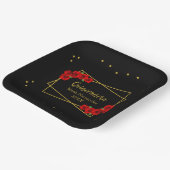 Assiettes En Carton Rose rouge Noir et or Quinceañera (Angulaire)