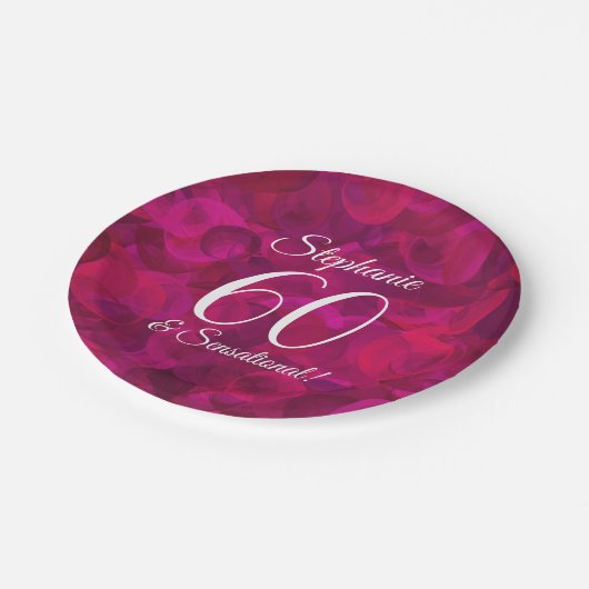 Assiettes En Carton Rose rouge rose 60 et fête d'anniversaire sensatio (Angle)