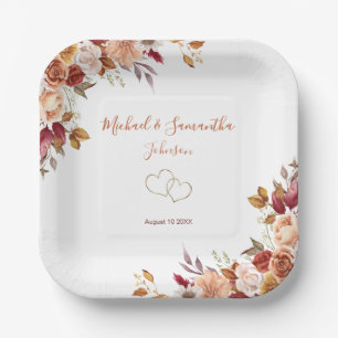 Assiettes En Carton Rose Rustique et Mariage Automnal aux Chrysanthème