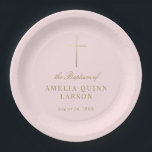 Assiettes En Carton Rose Simple Elegant Gold Cross Baptism Christening<br><div class="desc">Notre Pink Simple Elegant Gold Cross Baptism plaques en papier comporte une fausse croix de feuille d'or,  jumelée à un type moderne et un magnifique script.</div>