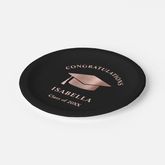 Assiettes En Carton Rose simple élégant Gold Custom Graduation (Angle)