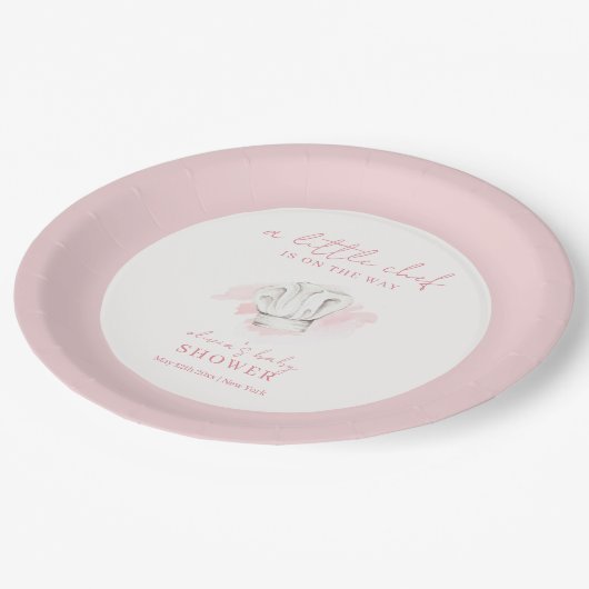Assiettes En Carton Rose Simple Moderne Petit Chef Baby shower (Angle)