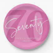 Assiettes En Carton Rose Soixante-dix-soixante-dixième fête d'annivers (Devant)