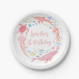 Assiettes En Carton Rose Sous La Mer Anniversaire