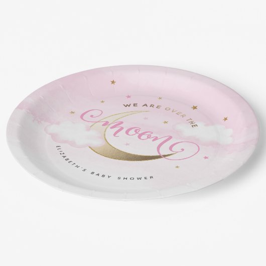 Assiettes En Carton Rose sur les plaques de papier lune (Angle)