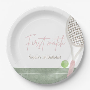 Assiettes En Carton Rose Tennis Fille Premier Anniversaire Prépa Class