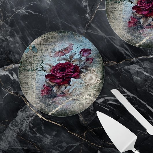 Assiettes En Carton Rose victorien Ephemera