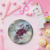 Assiettes En Carton Rose victorien Ephemera (Fête)