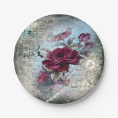 Assiettes En Carton Rose victorien Ephemera (Devant)