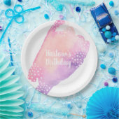 Assiettes En Carton Rose vif et aquarelle violette (Fête)