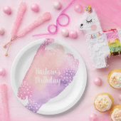 Assiettes En Carton Rose vif et aquarelle violette (Fête)