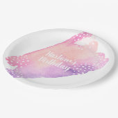 Assiettes En Carton Rose vif et aquarelle violette (Angle)