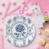 Assiettes En Carton Rose Vintage Bleu (Fête)