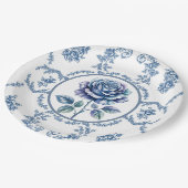 Assiettes En Carton Rose Vintage Bleu (Angle)