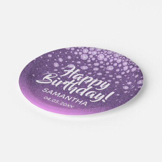 Assiettes En Carton Rose violet rose parties scintillant Joyeux diaman (Angle)