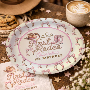 Assiettes En Carton Rose Western Premier Rodéo Anniversaire