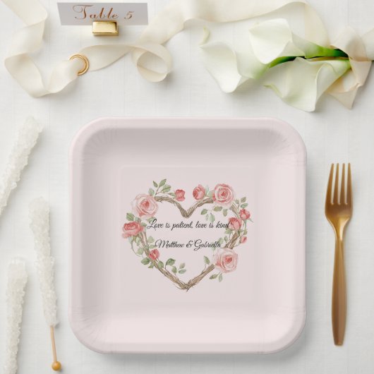 Assiettes En Carton Rosée Noire Romantique Rose Rose Rose Mariage du c (Mariage)