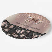 Assiettes En Carton Rosegold & Noir avec Parties scintillant, vaches e (Angle)
