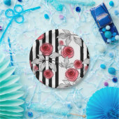 Assiettes En Carton Roses aquarelle (Fête)