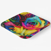 Assiettes En Carton Roses arc-en-ciel (Angulaire)