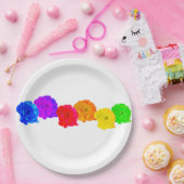 Assiettes En Carton Roses arc-en-ciel (Fête)