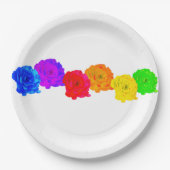 Assiettes En Carton Roses arc-en-ciel (Devant)