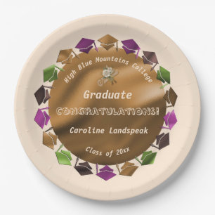 Assiettes En Carton Roses Blanches Feuille d'Or Diplômés 2025