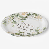 Assiettes En Carton Roses blanches Fleurs de mariage (Angle)