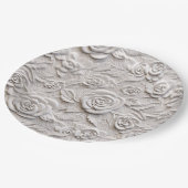 Assiettes En Carton Roses blanches romantiques Faux Mariage en cuir (Angle)