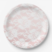 Assiettes En Carton Roses blanches romantiques Pink Ombre Mariage (Devant)