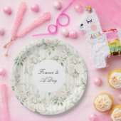 Assiettes En Carton Roses Blanches Romantiques Roses Florales Mariage (Fête)