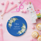 Assiettes En Carton Roses Bleues et Blanches Cobalt 7" (Fête)