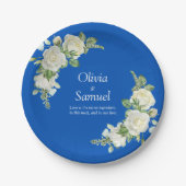 Assiettes En Carton Roses Bleues et Blanches Cobalt 7" (Devant)