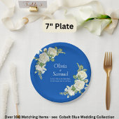 Assiettes En Carton Roses Bleues et Blanches Cobalt 7"