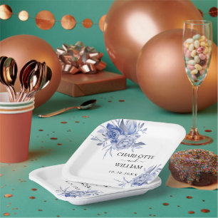 Assiettes En Carton roses bleues poussiéreuses rustiques et autres fle