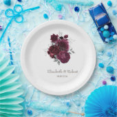 Assiettes En Carton Roses Bourgogne (Fête)