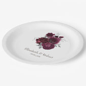 Assiettes En Carton Roses Bourgogne (Angle)