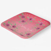 Assiettes En Carton Roses Bourgogne Et Rose (Angulaire)