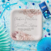 Assiettes En Carton Roses d'aquarelle romantique (Fête)