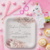 Assiettes En Carton Roses d'aquarelle romantique (Fête)