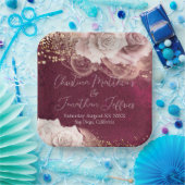 Assiettes En Carton Roses d'aquarelle romantique sur Mariage bourgogne (Fête)