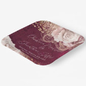 Assiettes En Carton Roses d'aquarelle romantique sur Mariage bourgogne (Angulaire)
